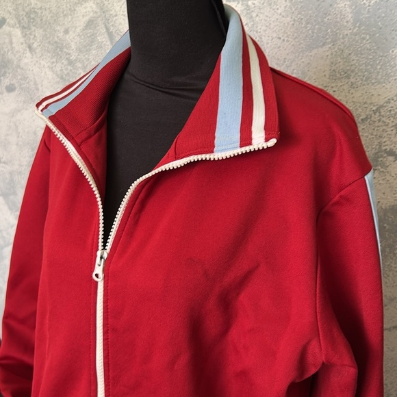 Eighty Eight Women’s Red Track Jacket with White and Blue Stripes size M - Picture 2 of 5